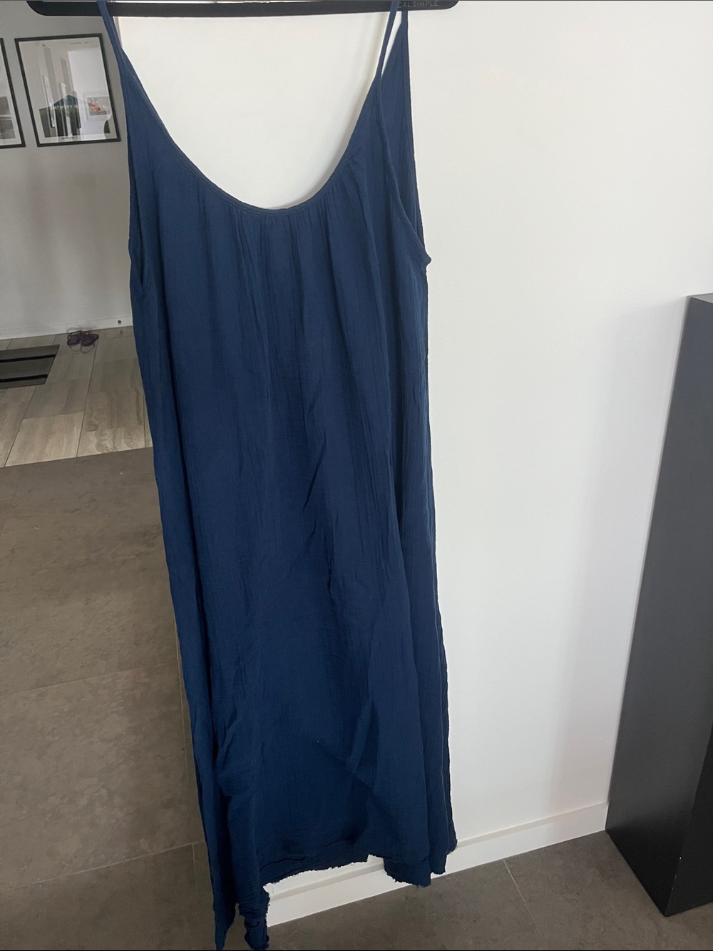 9 Seed featherweight gauze cotton Midi Dress Ina warm marine blue. ONE SIZE  NWT